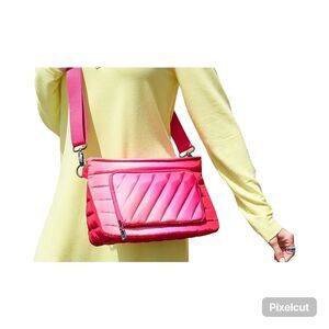 Think Royln Bank Street XL Crossbody w/ Pouch Bundle Fuchsia Ombre NWT